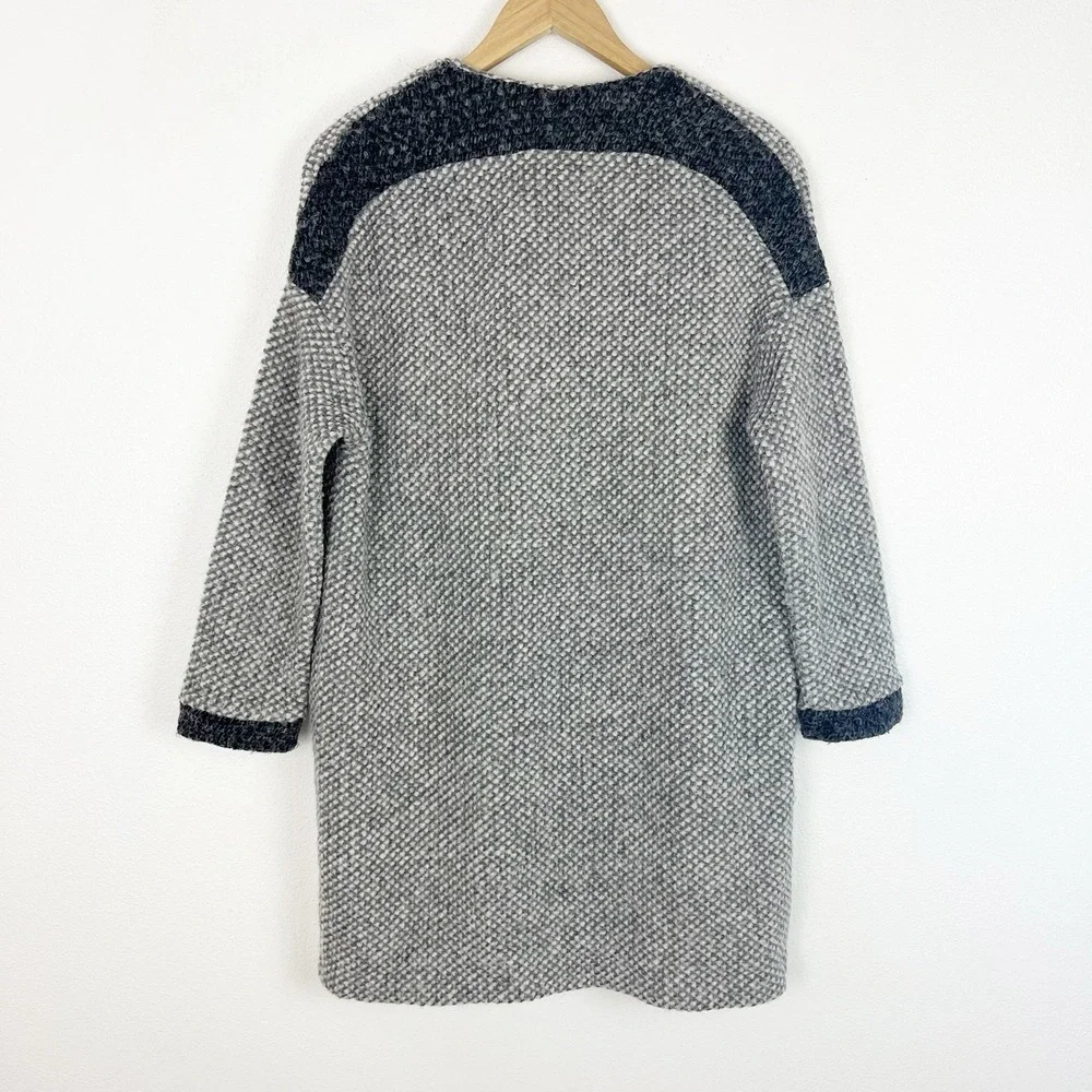 White Stuff Gray Textured Open Front Cardigan Sweater